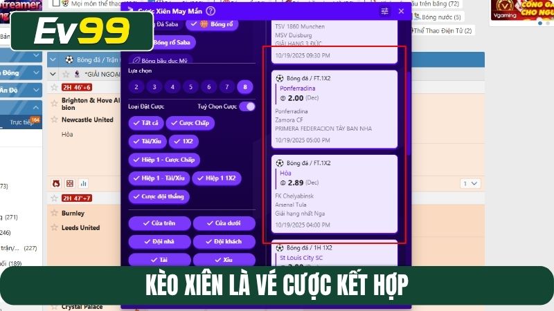 Kèo xiên là vé cược kết hợp
