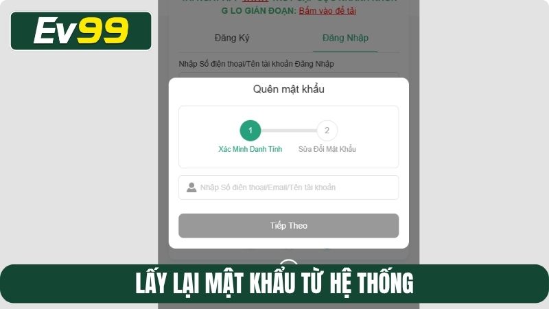 Lấy lại mật khẩu từ hệ thống