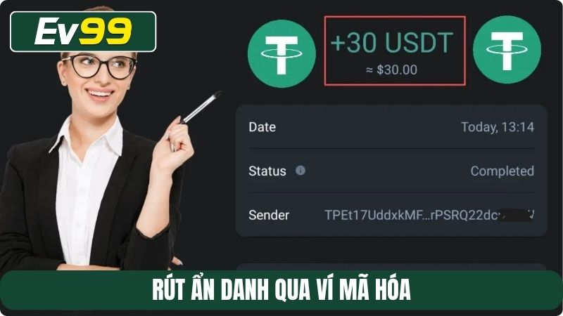 Rút ẩn danh qua ví mã hóa