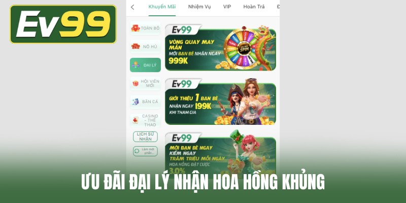 Ưu đãi đại lý nhận hoa hồng khủng